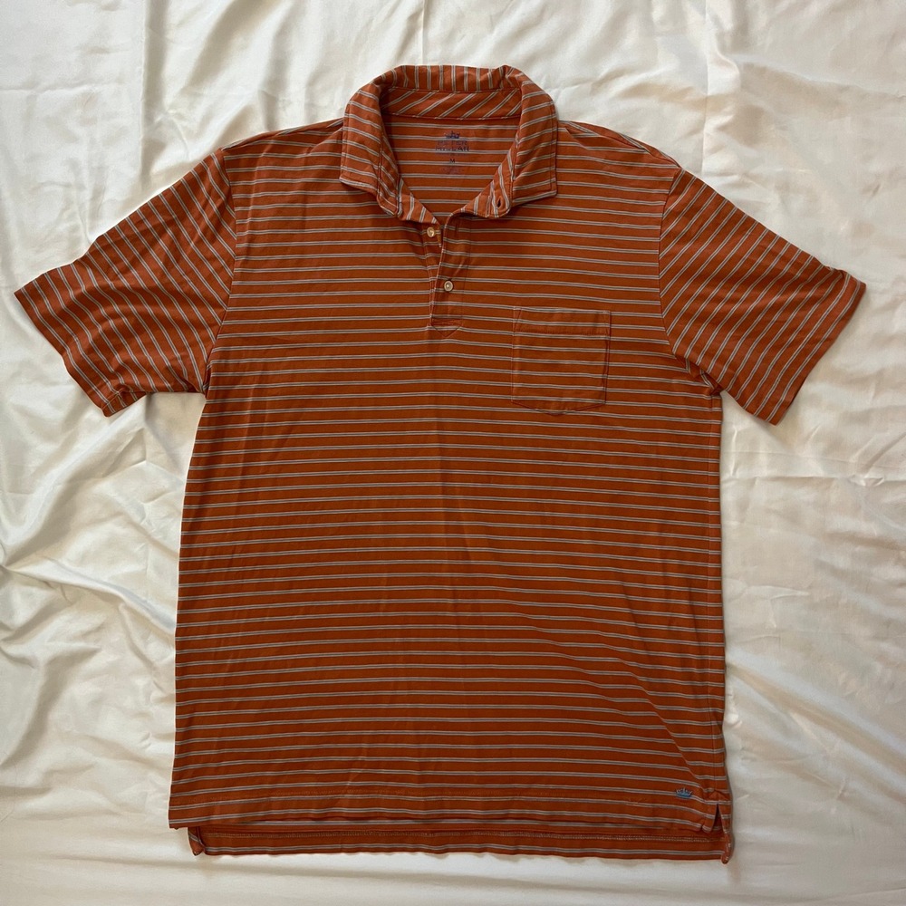 Peter Millar Mountainside Collection Polo Shirt Mens Medium Orange Stripe
